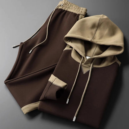 Men's Color Block Hoodie Tracksuit Set - VibreMode