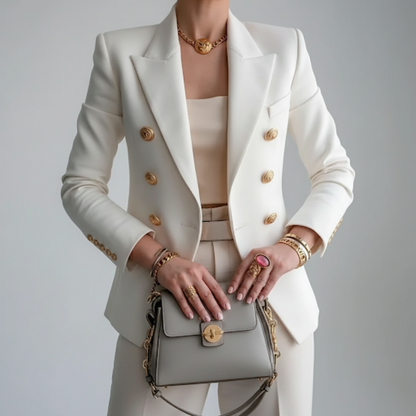 Women's Fitted Double-Breasted Blazer - VibreMode