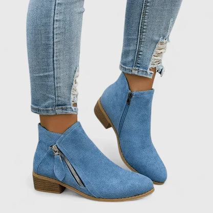 Women's Ankle Boots Side Zipper Heel - VibreMode
