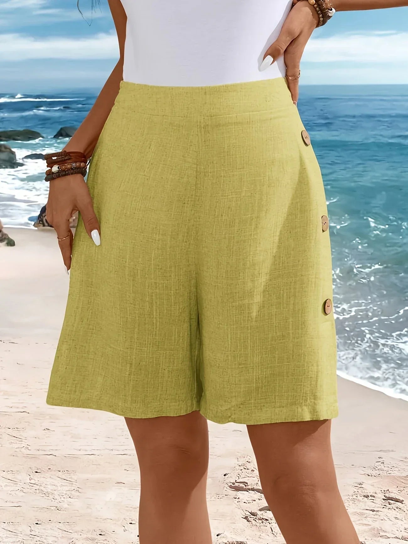 Relaxed Fit Button Fly Shorts