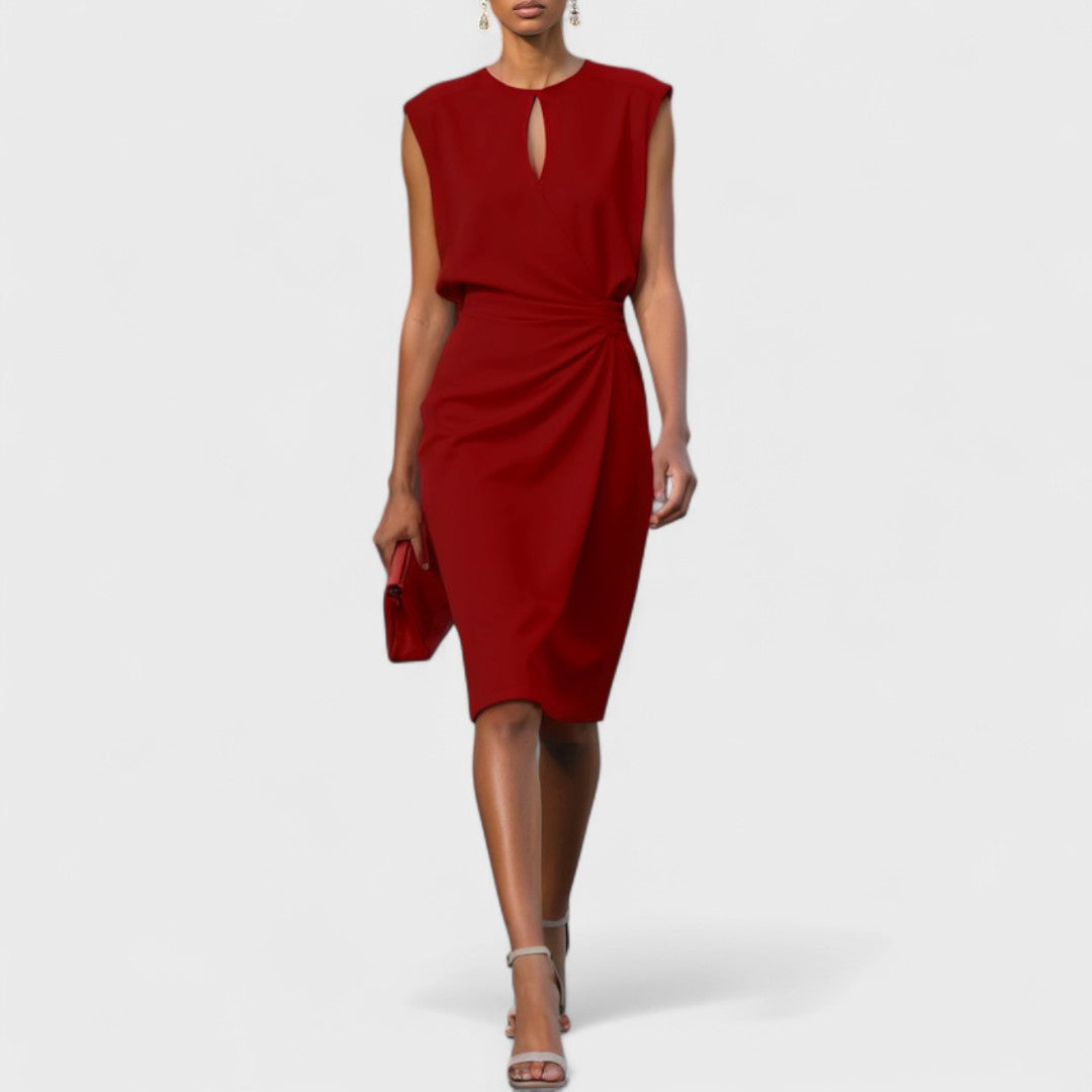 Women's Sleeveless Midi Dress Keyhole Detail
