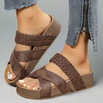 Women's Multi Strap Slide Sandals Platform Sole - VibreMode