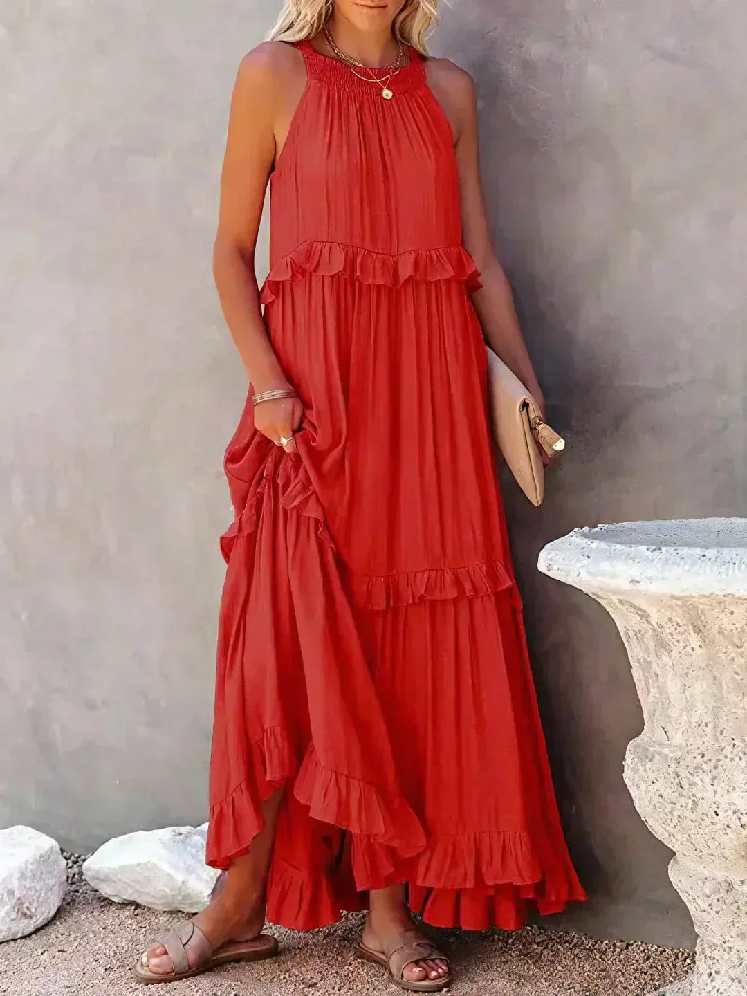 Women's Maxi Dress Ruffle Detailing