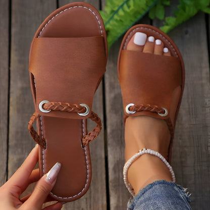 Comfortable Woven Buckle Flat Sandals for Women
