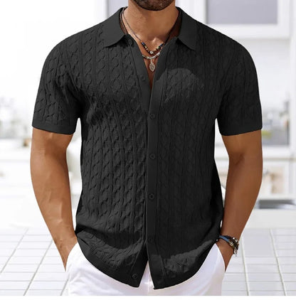 Men's Jacquard Knit Polo Shirt