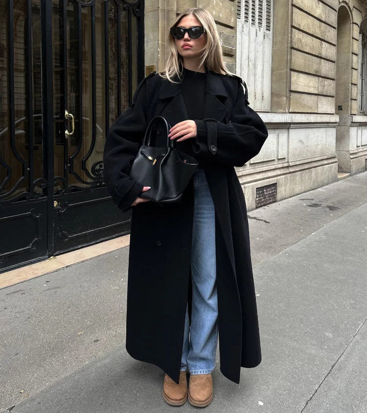 Women's Long Oversized Trench Coat - VibreMode