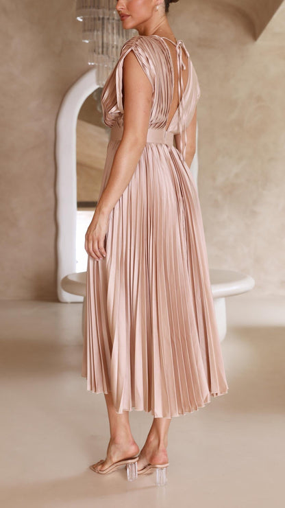 Women's V-Neck Midi Dress Fit And Flare