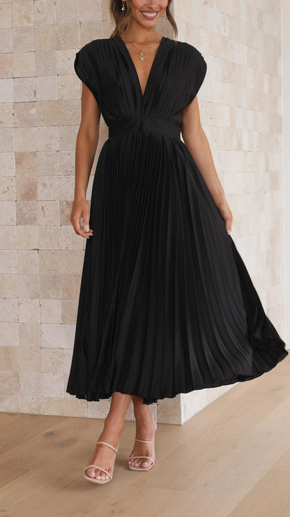 Women's V-Neck Midi Dress Fit And Flare