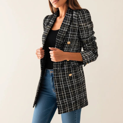 Women's Double Breasted Blazer Longline Tailored