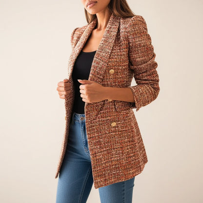Women's Double Breasted Blazer Longline Tailored - VibreMode