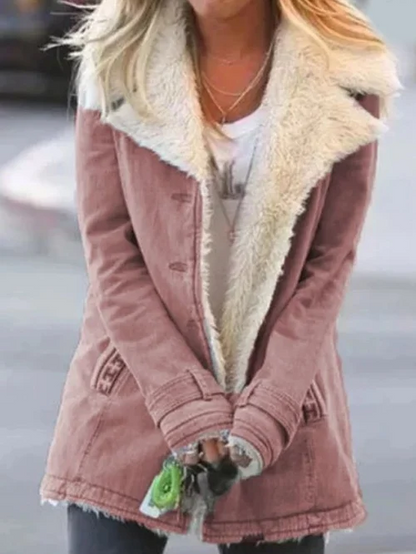 Women's Winter Jacket Soft Lining Turn Down Collar Warm Coat