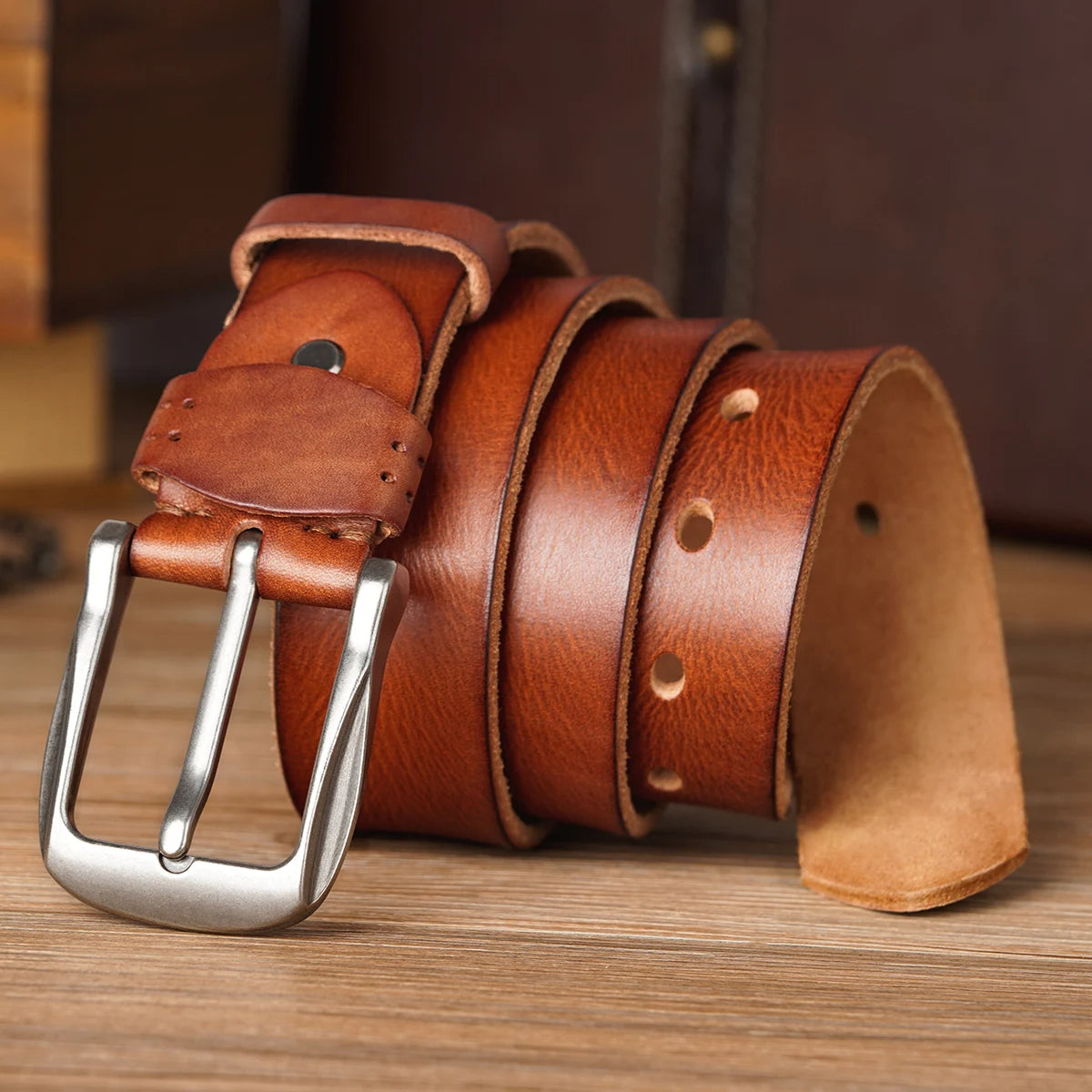 Farnham Men's Classic Leather Belt Cowhide Brown