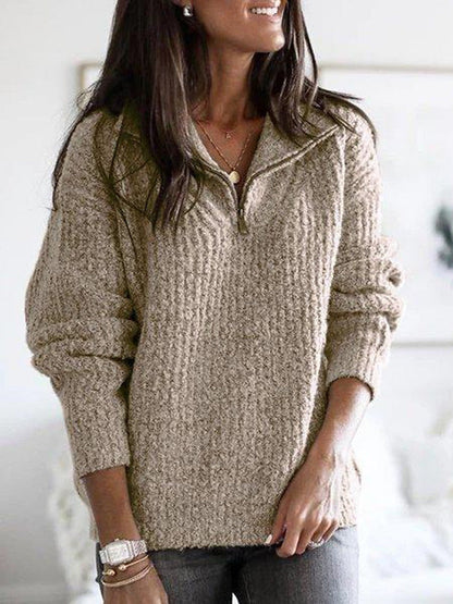 Caroline | Women’s Zip-Up Ribbed Sweater with Cozy Feel Caliboot