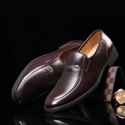 Men's Faux Leather Dress Shoes Elegant Black - VibreMode