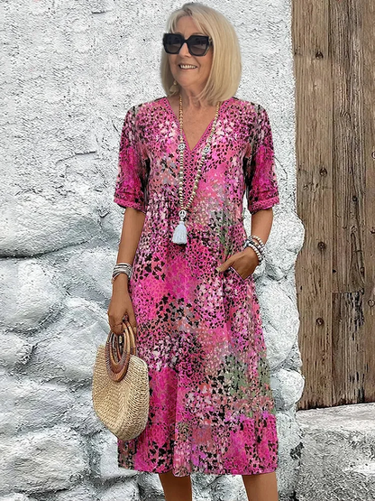 Women's V-Neck Colorful Dress