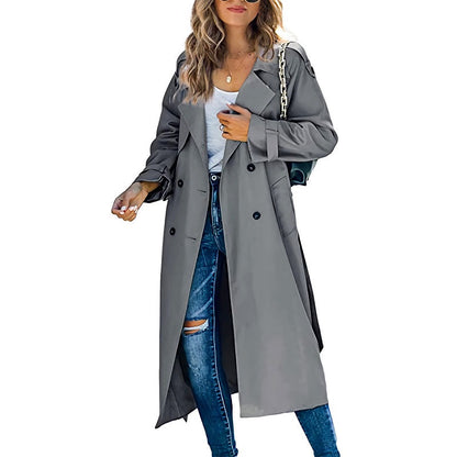 Women's Long Trench Coat Autumn Wool Tan