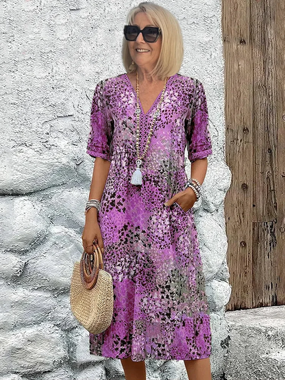 Women's V-Neck Colorful Dress