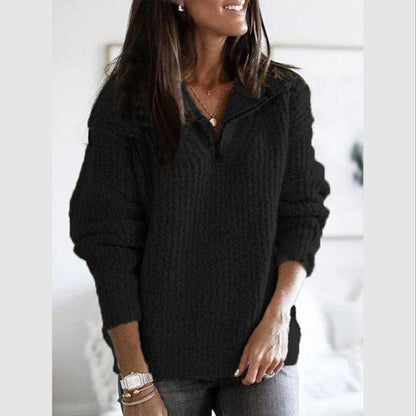 Women's Relaxed Fit Half Zip Sweater Textured Knit Beige