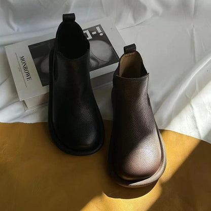 Women's Slip-On Boots Comfortable Leather Black