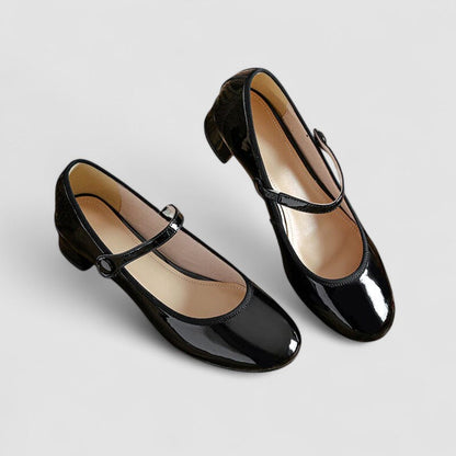 Women's Block Heel Mary Jane Shoes Buckle Strap