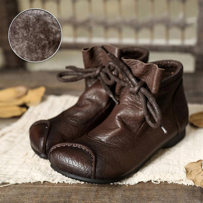 Women's Flat Lace-Up Ankle Boots - VibreMode