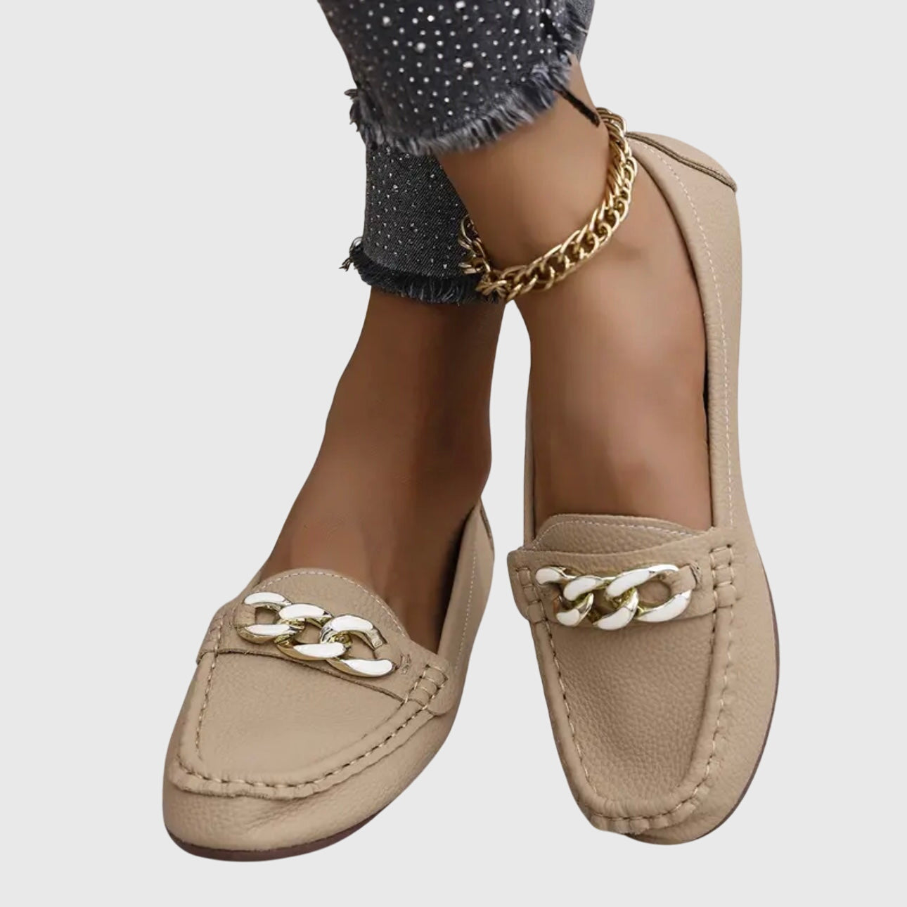 Comfortable Women's Slip On Loafers with Metallic Accent