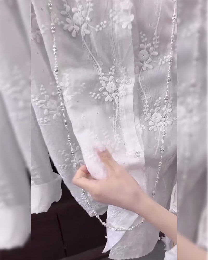 Women's Embroidered Drop Shoulder Shirt