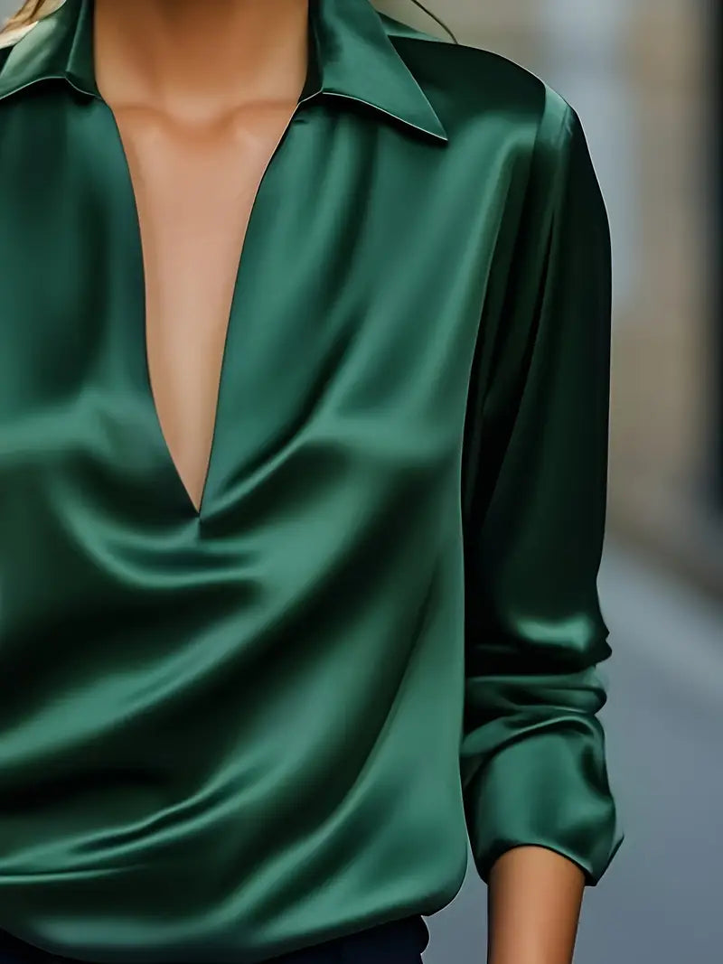 Women's Long Sleeve Blouse Draped Neck