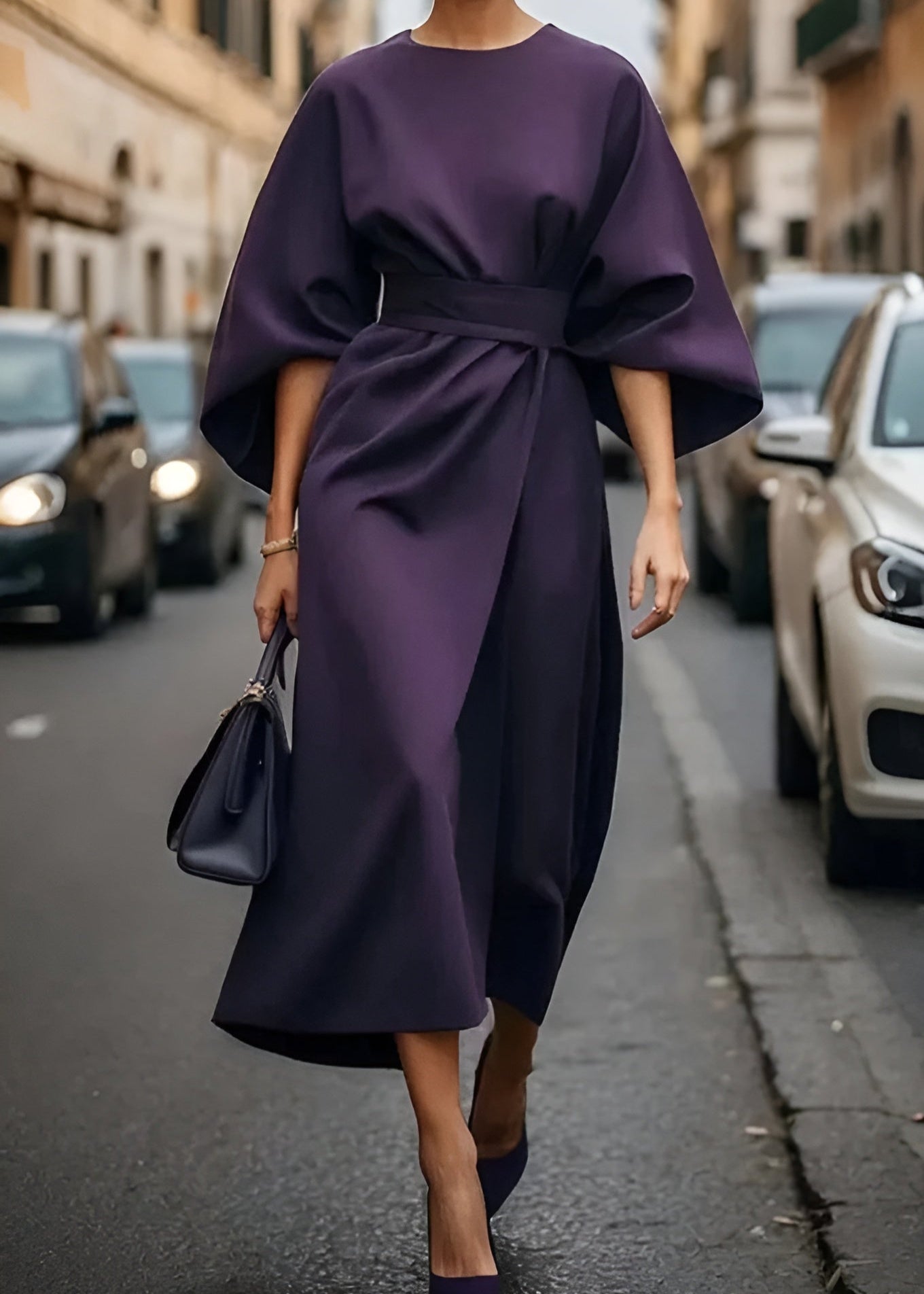 Women's Flowy Belted Maxi Dress
