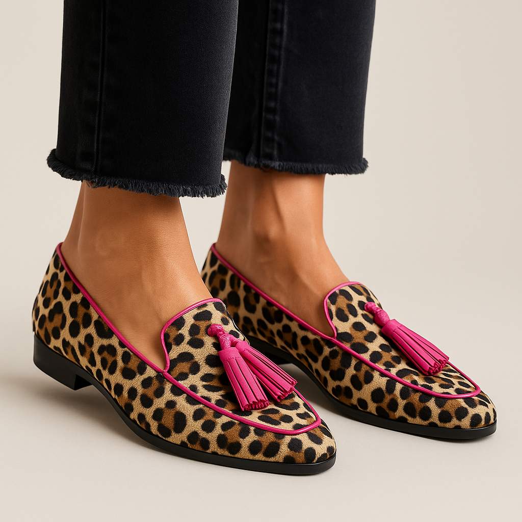Women's Flat Loafers Printed Pattern - VibreMode