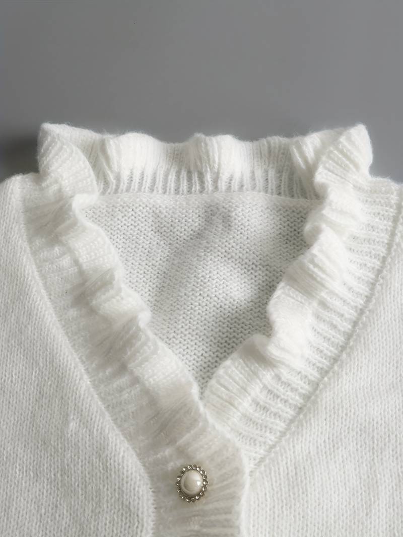 Women's Ruffle Blouse Decorative Buttons