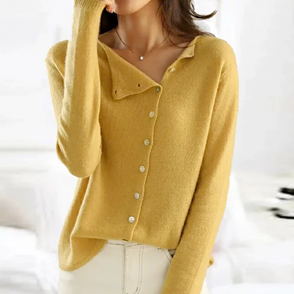 Women's Knit Sweater Button-Up Cozy Winter Beige