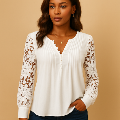Women's V-Neck Lace Blouse - VibreMode