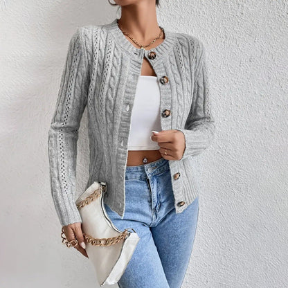 Image of Eliza | Women's Button-Front Cable Knit Cardigan