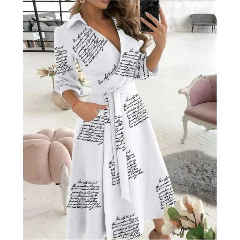 Image of Elizabeth | Women's Tie Waist A-Line Midi Dress