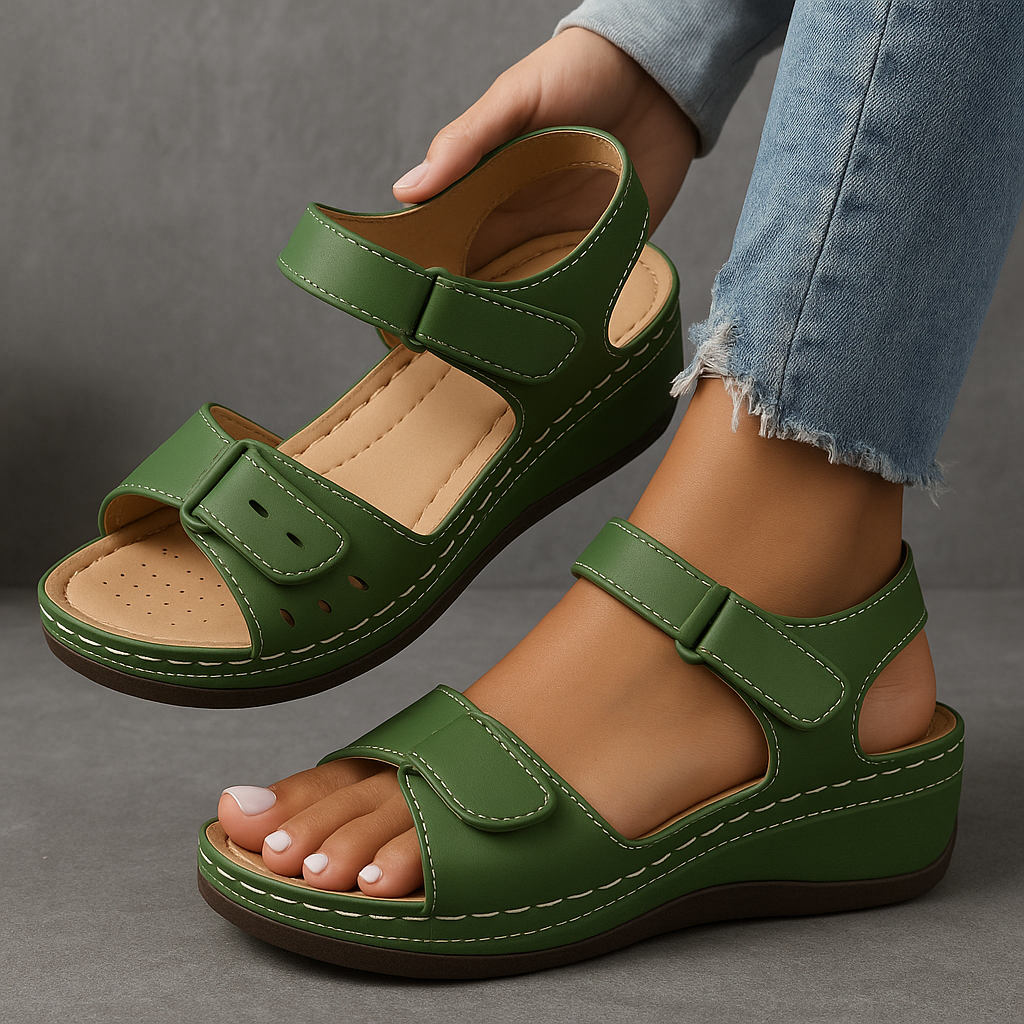 Women's Platform Sandals Hook And Loop Strap - VibreMode