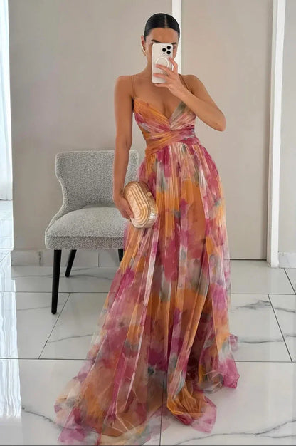 Elegant Long Sleeve Maxi Dress with Ruffled Details - VibreMode