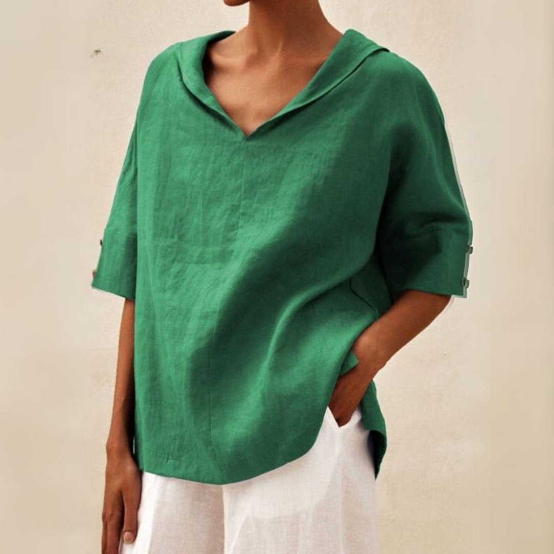 Women's Relaxed Fit V-Neck Blouse - VibreMode