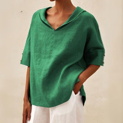 Women's Relaxed Fit V-Neck Blouse - VibreMode