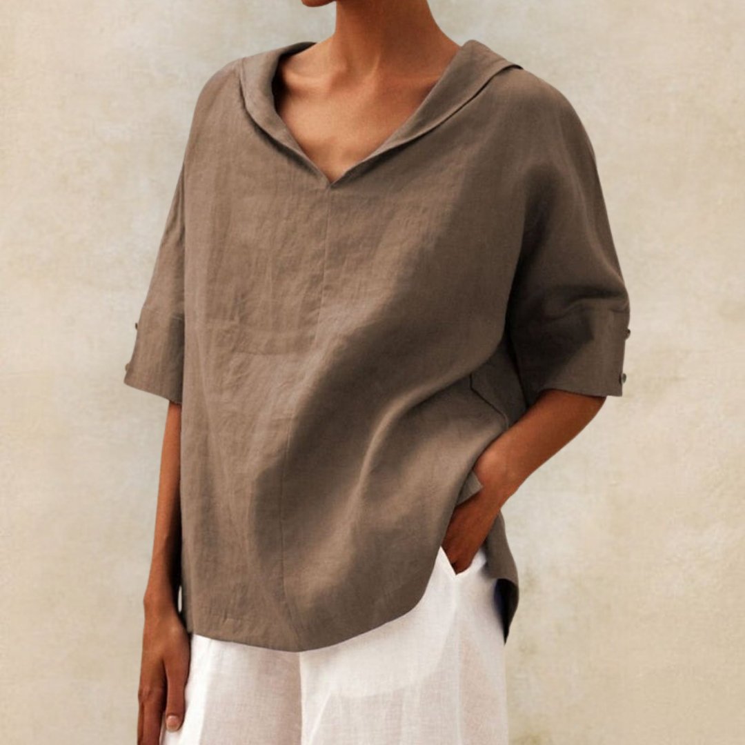 Image of Emily | Women's V-Neck Relaxed Fit Blouse