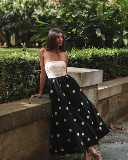 Image of Emma | Women's Strapless A-Line Midi Dress