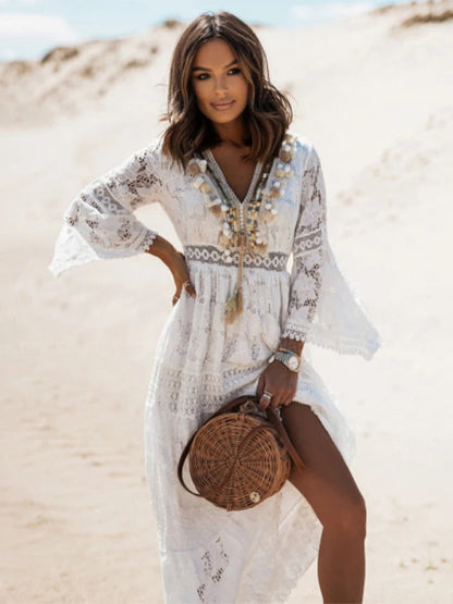 Women's Lace V-Neck Maxi Dress