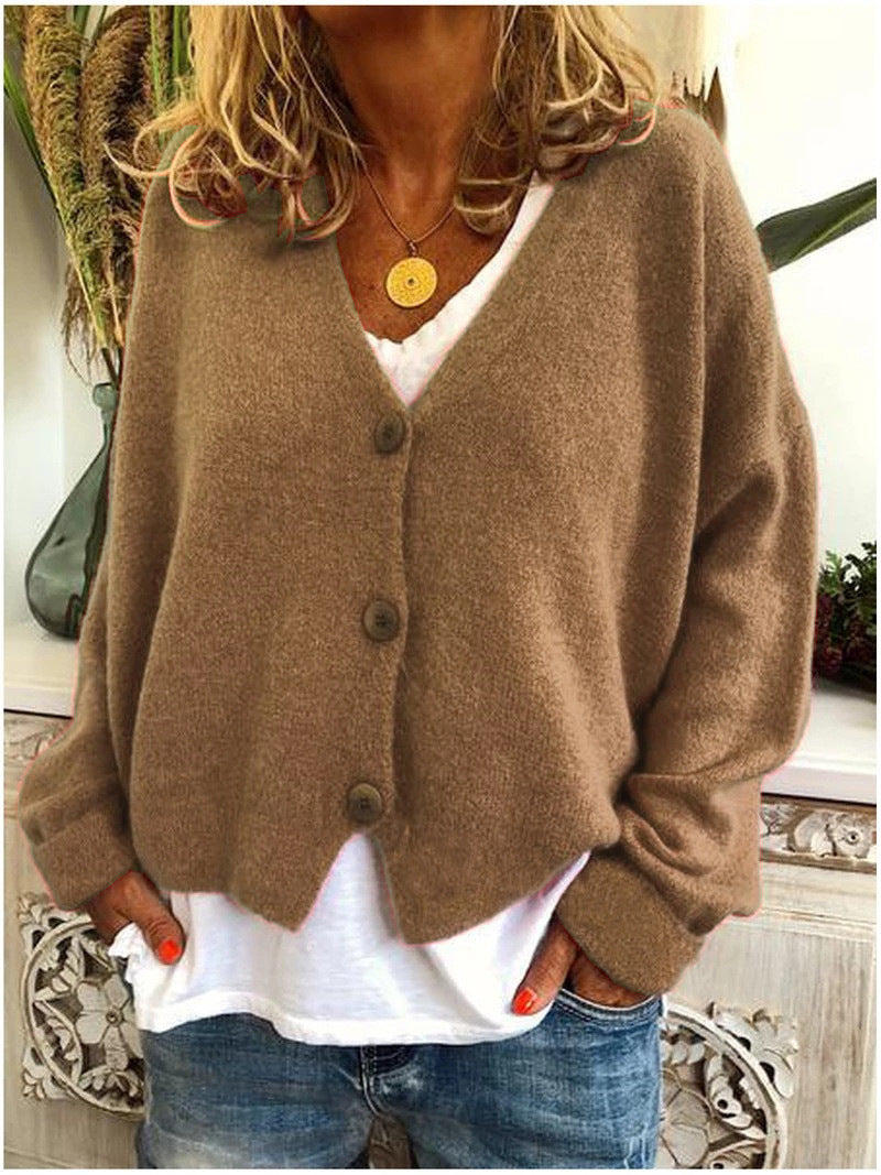 Women's V-Neck Cardigan Relaxed Fit