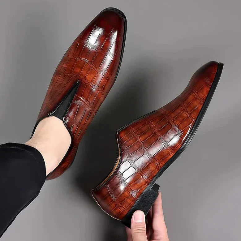 Men's Slip-On Dress Shoes Textured Leather