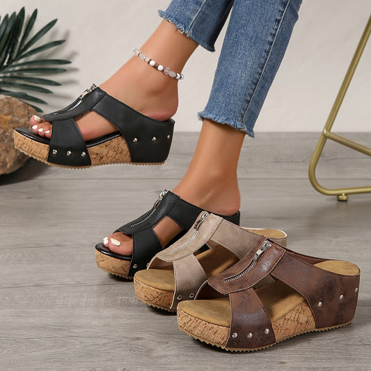 Comfortable Women's Wedge Slip On Sandals for Walking - VibreMode