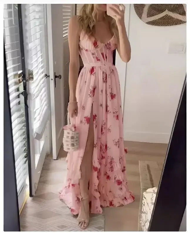 Zara Women's Floral Maxi Dress Elegant Slit - VibreMode
