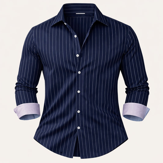 Men's Slim Fit Striped Button Up Shirt - VibreMode