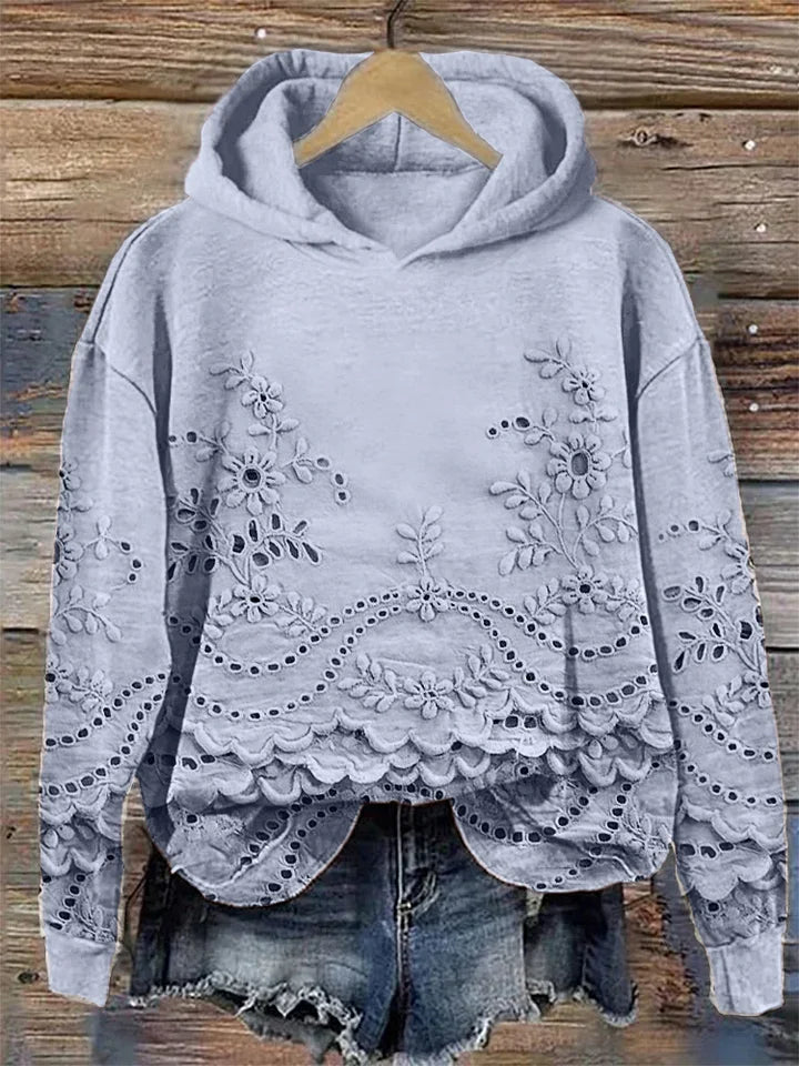 Women's Floral Eyelet Hoodie