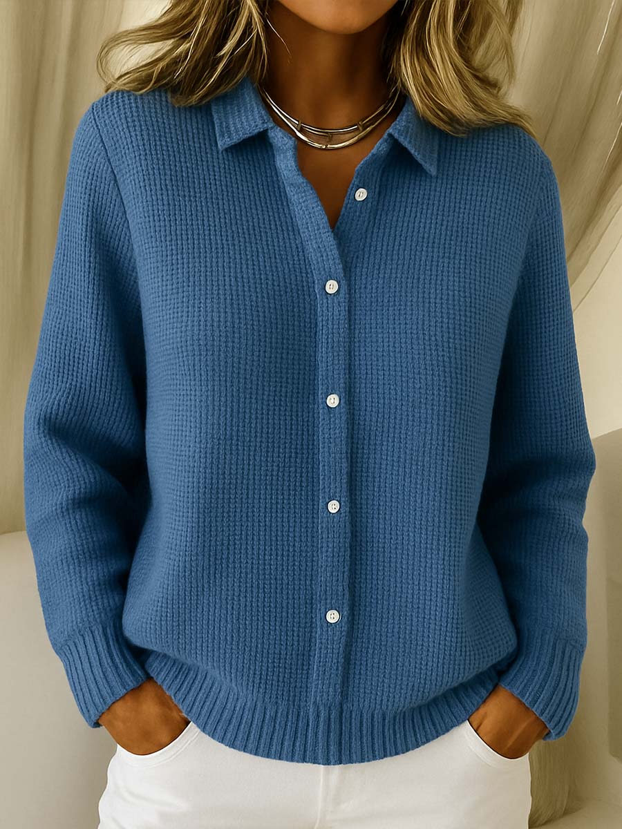 Women's Collared Sweater Button Front Closure