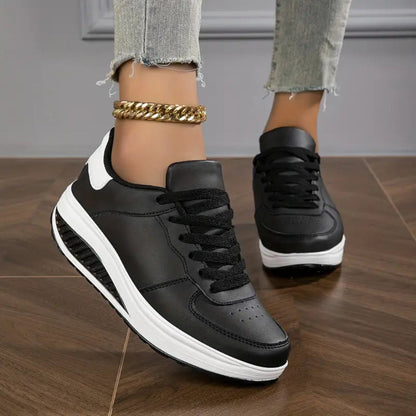Women's Leather Platform Flats - VibreMode